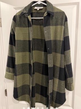 BB Dakota by Steve Madden Olive and Black Plaid Button-Front Jacket